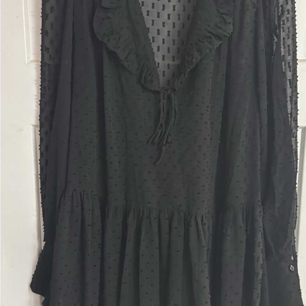 Black Ruffled Sheer Dress